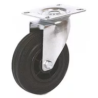   Kerék, Renost 521 NL-V100C, fekete/ezüst, átmérő: 100 mm, forgó, gumi futófelület, acél ház, PP felni, tűgörgős csapágy, maximum 60 kg teherbírás
