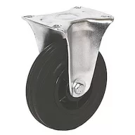   Kerék, Renost 531 NL-V125C, fekete/ezüst, átmérő: 125 mm, fix, gumi futófelület, acél ház, PP felni, tűgörgős csapágy, maximum 100 kg teherbírás