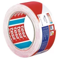   Figyelmeztető szalag, Tesa Pro Marking, piros/fehér, 5 cm x 33 m, erős tapadás, kézzel téphető, akadályok, veszélyes területek jelölésére