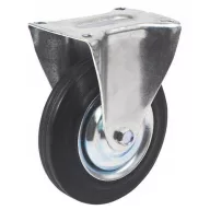   Kerék, Renost 531 XD-V125C z, fekete/ezüst, átmérő: 125 mm, fix, gumi futófelület, acél ház, acél felni, tűgörgős csapágy, maximum 100 kg teherbírás