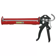  Szilikon kinyomópisztoly, Strend Pro Premium CG1306, piros/fekete, 310 ml szilikonhoz és tömítőanyaghoz, 245 mm, fém, kifolyásgátló, profi, kézi