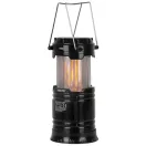 Kempinglámpa, Strend Pro Camping CL102, fekete, 9,3 × 16,5 cm, LED, 80 lm, 1200 mAh, lánghatás, akkumulátoros, szolár töltés, USB kimenet