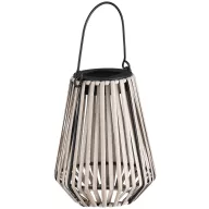   Függeszték napelemes lámpa, Strend Pro Garden, bézs, 12 × 12 × 24 cm, 1 LED, rattan, melegfehér fény, akkumulátoros, automatikus kapcsolás, kültéri használatra