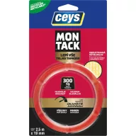   Ragasztószalag, Ceys Montack Express, piros, 1,9 cm x 2,5 m, kétoldalas, gélszerű, páraálló, hőálló, megerősített háló
