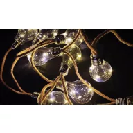   Napelemes kerti fényfüzér, Strend Pro Garden, izzó alakú, 10 db LED, 3,8 m, kültéri dekoráció, gyors összeszerelés