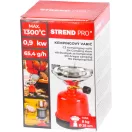 Gázfőző, Strend Pro 1002B, 0,9 kW, 12,5 × 12,5 × 18,2 cm, szúrópatronos (190 g), Propán-Bután, manuális gyújtás, maximum 1300°C