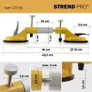 Tapadókorongos üvegtartó, Strend Pro, sárga, átmérő: 12 cm, 2 tapadókorong, 80 kg teherbírás, alumínium, gumi, 2 kupolás csempeszintező