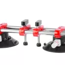 Tapadókorongos üvegtartó, Strend Pro, átmérő: 15 cm, 2 tapadókorong, 150 kg teherbírás, alumínium, gumi, 2 kupolás csempeszintező