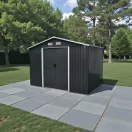 Kerti ház, Strend Pro Garden, 301 x 236 x 214 cm, antracit, fémlemez, időjárásálló, dupla tolóajtó, 4 szellőzőnyílás