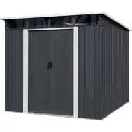   Kerti ház, Strend Pro Garden, 238 x 193 x 202 cm, antracit, fémlemez, időjárásálló, dupla tolóajtó, 4 szellőzőnyílás