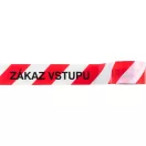 Figyelmeztető szalag, Strend Pro, piros/fehér, 8 cm x 250 m, nem tapadó, tartós polietilén, beltéri és kültéri, Zákaz Vstupu (belépni tilos) felirattal