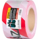 Figyelmeztető szalag, Strend Pro, piros/fehér, 8 cm x 250 m, nem tapadó, tartós polietilén, beltéri és kültéri, Vstup Zakázan (belépni tilos) felirattal