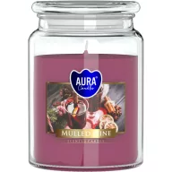   Illatgyertya, MagicHome Aura, forralt bor illat, 500 g, üvegben, paraffinalapú viasz, pamut kanóc, 100 órás égési idő