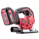 Akkumulátoros szúrófűrész, Worcraft CJS-S20LiBA ShareSYS, piros/fekete, 20 V Li-Ion, 850-3000 löket/perc, 0-45° állítható, akkumulátor és töltő nélkül