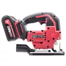 Akkumulátoros szúrófűrész, Worcraft CJS-S20LiBA ShareSYS, piros/fekete, 20 V Li-Ion, 850-3000 löket/perc, 0-45° állítható, akkumulátor és töltő nélkül