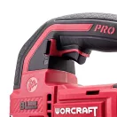 Akkumulátoros szúrófűrész, Worcraft CJS-S20LiBA ShareSYS, piros/fekete, 20 V Li-Ion, 850-3000 löket/perc, 0-45° állítható, akkumulátor és töltő nélkül
