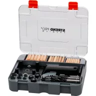   Lyukfúró készlet, Strend Pro Premium, 83 részes, 6, 8, 10 mm, állítható mélységütközővel, lyukjelzőkkel és fa tiplikkel