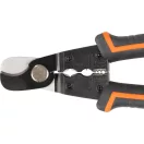 Krimpelőfogó, Strend Pro, fekete/narancssárga, 175 mm, kábelekhez, vágó funkcióval, drótkötelekhez és huzalokhoz is, gumírozott markolat
