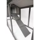 Nyúlketrec, Strend Pro Garden, szürke, 147 × 54 × 85 cm, fából készült, nyitható tetővel, kifutóval, rámpával, ajtókkal és zárakkal, szellőző falak, dróthálós kifutó