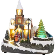   MagicHome karácsonyi dekoráció, templom, 21 x 14,5 x 20,8 cm, LED világítással, elemes, műanyag