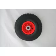   Talicska és kézikocsi kerék, Strend Pro HT2500, fekete/piros, PU 3.00/4, 25 cm átmérő, 7 cm széles, tengelyfurat: 20 mm, műanyag felni