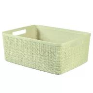   Tárolókosár, Curver Jute M, krémszínű, 12 literes, 36 x 28 x 15 cm, műanyag, juta hatású, fogantyúkkal, szögletes