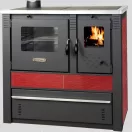 Strend Pro PANONIA fatüzelésű sparhelt, piros, sütővel, 10,54 kW, 51 × 90 × 85 cm, bal oldali füstcső kimenet, átmérő: 120 mm