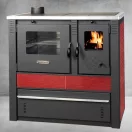Strend Pro PANONIA fatüzelésű sparhelt, piros, sütővel, 10,54 kW, 51 × 90 × 85 cm, bal oldali füstcső kimenet, átmérő: 120 mm