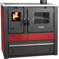   Strend Pro PANONIA fatüzelésű sparhelt, piros, sütővel, 10,54 kW, 51 × 90 × 85 cm, jobb oldali füstcső kimenet, átmérő: 120 mm