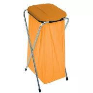   Szemeteszsáktartó állvány, Strend Pro Ecofix-1 Solo, egyzsákos, zsákkapacitás: 20–130 l, horganyzott keret, 36 × 42 × 78 cm, narancssárga fedél