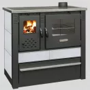 Strend Pro PANONIA fatüzelésű sparhelt, fehér, sütővel, 10,54 kW, 51 × 90 × 85 cm, jobb oldali füstcső kimenet, átmérő: 120 mm