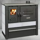Strend Pro PANONIA fatüzelésű sparhelt, fehér, sütővel, 10,54 kW, 51 × 90 × 85 cm, jobb oldali füstcső kimenet, átmérő: 120 mm