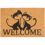   Lábtörlő, MagicHome, Welcome felirat két macskával, 40 x 60 cm, kókuszrost felület, PVC hátlap, bejárati ajtóhoz