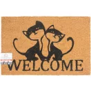 Lábtörlő, MagicHome, Welcome felirat két macskával, 40 x 60 cm, kókuszrost felület, PVC hátlap, bejárati ajtóhoz