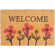   Lábtörlő, MagicHome, Welcome felirat virágokkal, 40 x 60 cm, kókuszrost felület, PVC hátlap, bejárati ajtóhoz