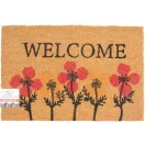 Lábtörlő, MagicHome, Welcome felirat virágokkal, 40 x 60 cm, kókuszrost felület, PVC hátlap, bejárati ajtóhoz