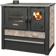   Strend Pro PANONIA fatüzelésű sparhelt, Mocca, sütővel, 10,54 kW, 51 × 90 × 85 cm, bal oldali füstcső kimenet, átmérő: 120 mm