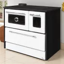 Strend Pro 701-G OMEGA Kuzine fatüzelésű sparhelt, fehér, 9,18 kW, 87 × 51 × 79 cm, bal oldali oldali füstcső kimenet, átmérő: 130 mm