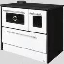 Strend Pro 701-G OMEGA Kuzine fatüzelésű sparhelt, fehér, 9,18 kW, 87 × 51 × 79 cm, bal oldali oldali füstcső kimenet, átmérő: 130 mm