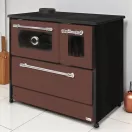 Strend Pro 701-G OMEGA Kuzine fatüzelésű sparhelt, barna, 9,18 kW, 87 × 51 × 79 cm, bal oldali oldali füstcső kimenet, átmérő: 130 mm