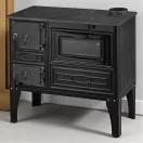 Strend Pro 304 Tuglali Kuzine fatüzelésű sparhelt sütővel, fekete, 9kW, 82,5cm × 46cm × 82,5cm, jobb oldali oldali füstcső, átmérő: 130 mm