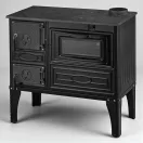 Strend Pro 304 Tuglali Kuzine fatüzelésű sparhelt sütővel, fekete, 9kW, 82,5cm × 46cm × 82,5cm, jobb oldali oldali füstcső, átmérő: 130 mm