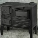 Strend Pro 304 Tuglali Kuzine fatüzelésű sparhelt sütővel, fekete, 9kW, 82,5cm × 46cm × 82,5cm, jobb oldali oldali füstcső, átmérő: 130 mm