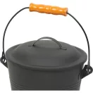 Hamugyűjtő vödör, Strend Pro, fekete, 5,5 l, porszórt acél, hamulapáttal és fedéllel, átmérő: 21,5 cm, magasság: 19,5 cm, kandallóhoz, kályhához és grillhez