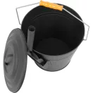 Hamugyűjtő vödör, Strend Pro, fekete, 12 l, porszórt acél, hamulapáttal és fedéllel, átmérő: 30 cm, magasság: 25 cm, kandallóhoz, kályhához és grillhez