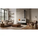Fatüzelésű sparhelt, Strend Pro 6020-U Aura L, fehér, sütővel, 9,0 kW, 56 x 90 x 77 cm, jobb oldali füstcső kimenet