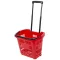 Bevásárlókosár, Strend Pro Racks Shopper, piros, 46 × 35,5 × 42 cm, teleszkópos fogantyú, szellős műanyag fal, kerekes
