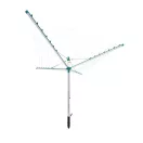 Leifheit 85286 Linomatic 500 Easy kültéri ruhaszárító, 50 méter szárítási terület, ezüst, zsinórbehúzó mechanizmussal, vállfatartó akasztókkal, betonozható talajrögzítővel