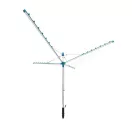 Leifheit 85285 Linomatic 400 Easy kültéri ruhaszárító, 40 méter szárítási terület, ezüst, zsinórbehúzó mechanizmussal, vállfatartó akasztókkal, betonozható talajrögzítővel