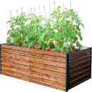 Magaságyás, Strend Pro Garden, 200 × 100 × 77 cm, 3D dizájn, fa mintás, fém, magasított
